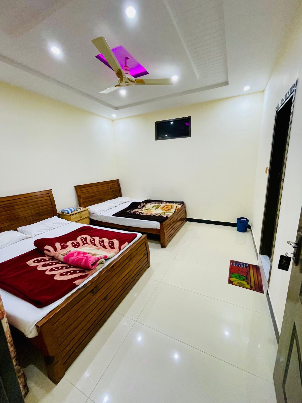 Hotel room with two beds on tour